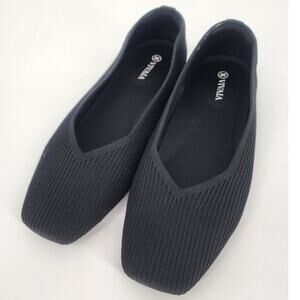 Vivaia Black Knit Square Toe Flats Women’s Size 9 / EU 40 (run big)